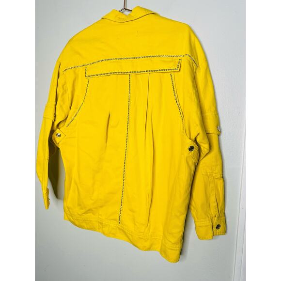 NWT NOCTURNE Ready To Wear Yellow Silver Studded Oversized Jacket Size Medium - Picture 4 of 11